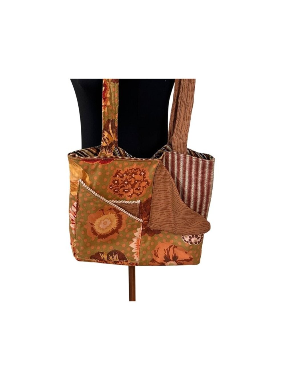 Handmade Patchwork Shoulder Bag Multicolor Brown By Just Leave It To Jane Purse